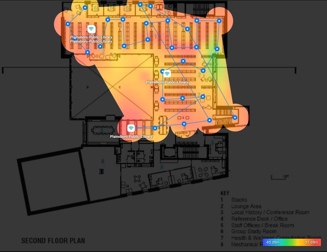 Second floor signal level heatmap